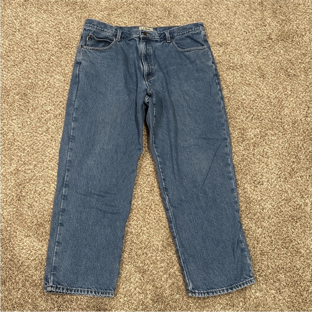 Vintage L..L. Bean Relaxed Fit Flannel Lined Jeans Men's 40x30 Blue Cotton Denim